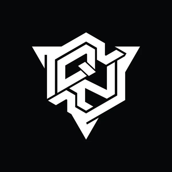 Логотип Логотип Монограммы Шестиугольник Треугольным Контуром Дизайн Шаблона — стоковое фото