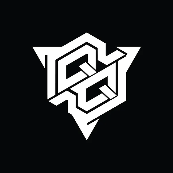 Qq手紙ロゴモノグラム三角形アウトラインゲームスタイルのデザインテンプレートと六角形の形状 — ストック写真