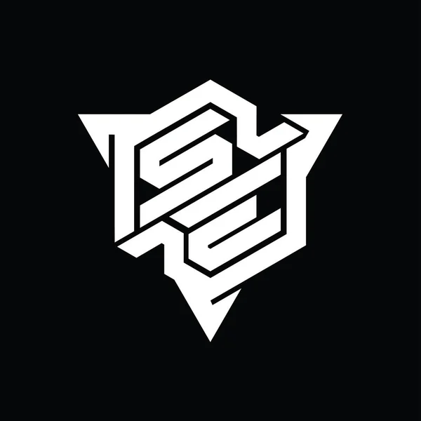 Levél Logo Monogram Hatszög Alakú Háromszög Körvonalas Játék Stílusú Design — Stock Fotó