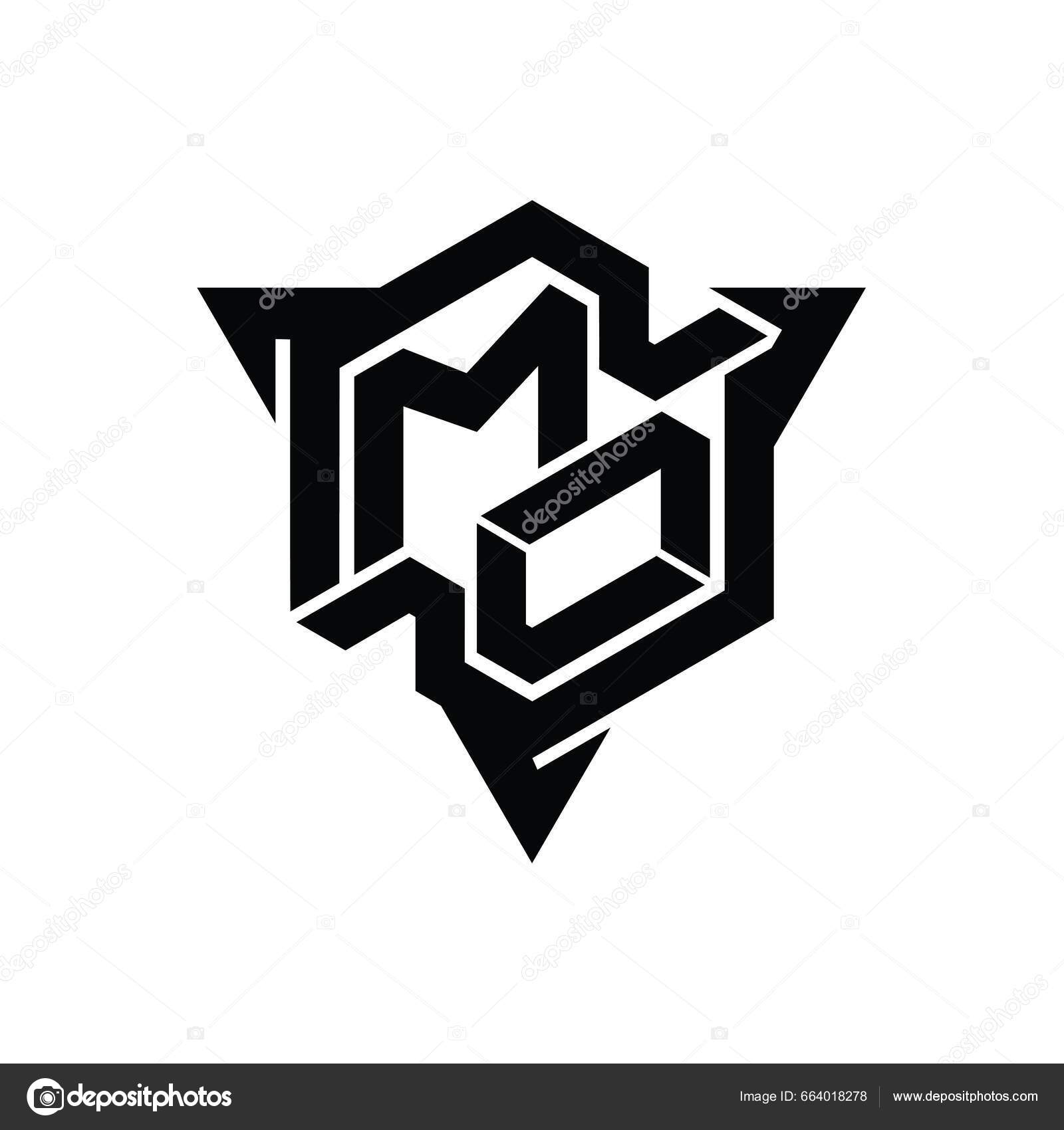 Mm logo monogram with hexagon shape and outline Vector Image