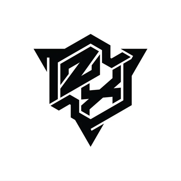 Letter Logo Monogram三角形の輪郭ゲームスタイルのデザインテンプレートと六角形の形状 — ストック写真