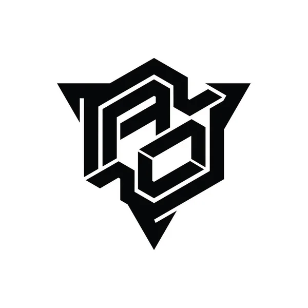Carta Logo Monograma Hexágono Forma Con Triángulo Contorno Juego Estilo — Foto de Stock