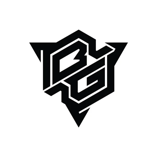 Brev Logo Monogram Hexagon Form Med Triangeln Skissera Spelstil Design — Stockfoto