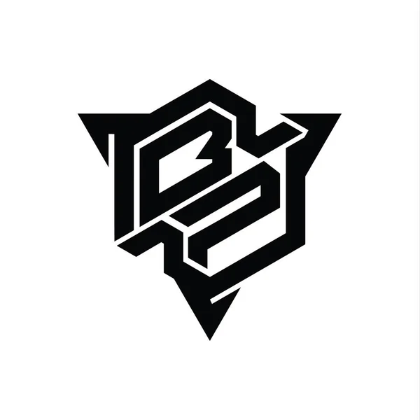 Letter Логотип Шестиугольник Формы Треугольником Очертания Стиль Игры Шаблон — стоковое фото
