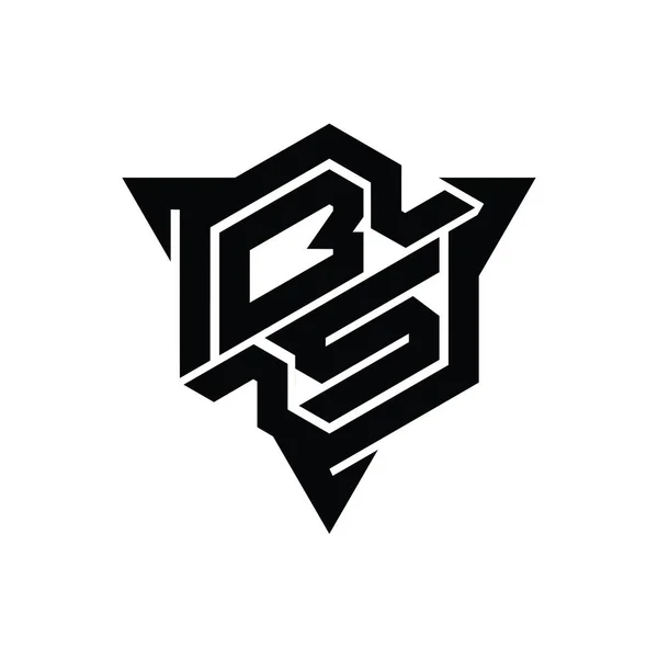 Huruf Logo Bentuk Monogram Heksagon Dengan Segitiga Garis Luar Templat — Stok Foto