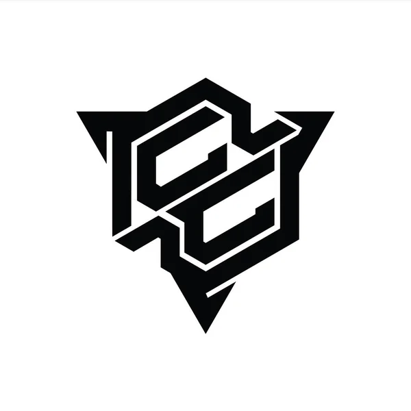 Carta Logo Monograma Hexágono Forma Con Triángulo Esquema Juego Estilo — Foto de Stock