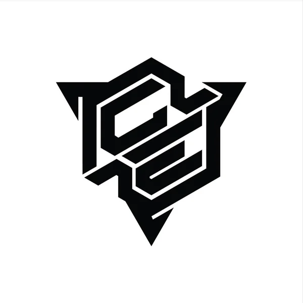 Letter Logo Monogram Šestiúhelník Tvar Trojúhelníkem Obrys Herní Styl Design — Stock fotografie