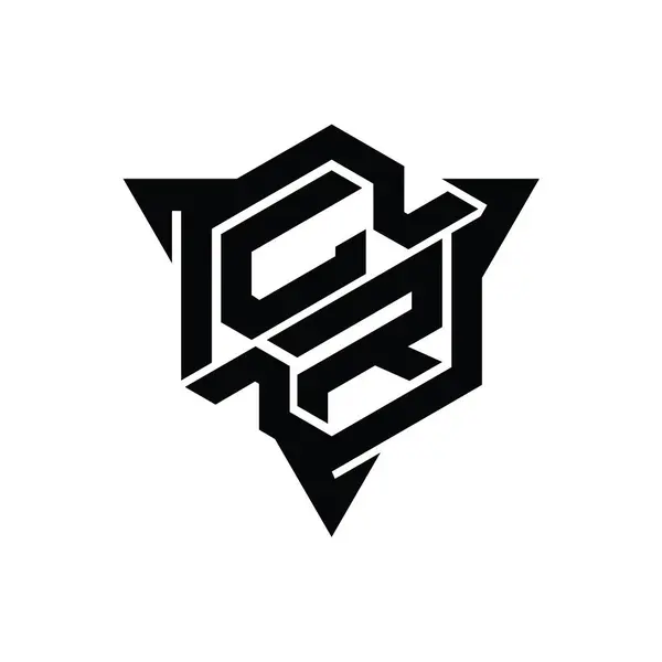 Буква Логотипа Шестиугольник Формы Треугольником Очертания Стиль Игры Шаблон — стоковое фото