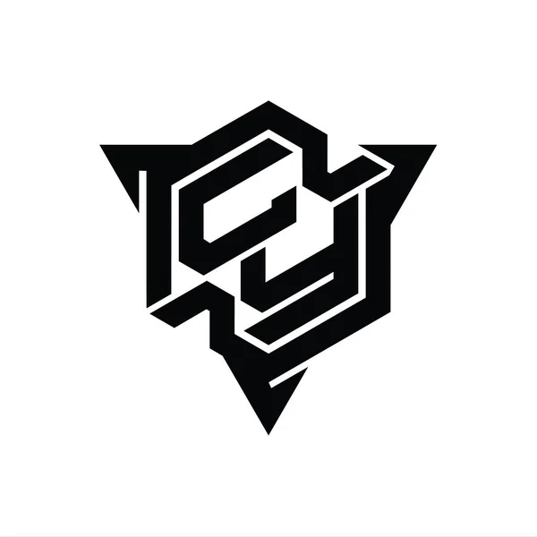 Bokstav Logotyp Monogram Hexagon Form Med Triangeln Skissera Spelstil Design — Stockfoto