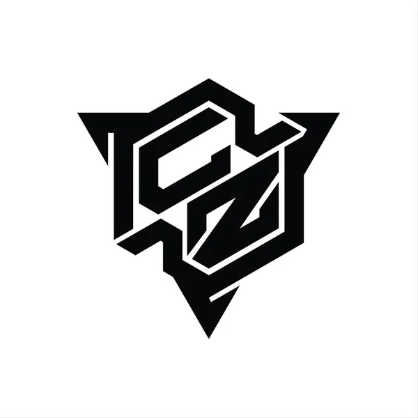Letter Λογότυπο Μονόγραμμα Εξάγωνο Σχήμα Περίγραμμα Τρίγωνο Gaming Στυλ Πρότυπο — Φωτογραφία Αρχείου