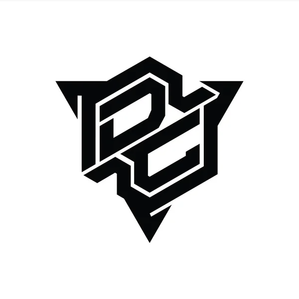 Letter Logo Monogram Hexagon Form Med Triangeln Skissera Spelstil Design — Stockfoto