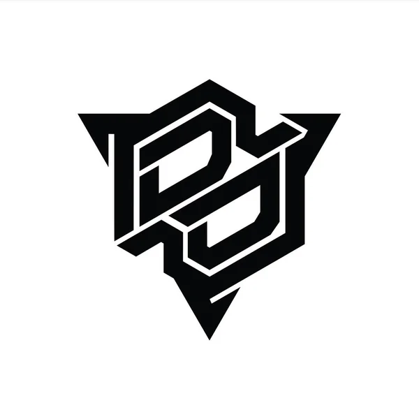 Levél Logo Monogram Hatszög Alakú Háromszög Körvonalas Játék Stílus Design — Stock Fotó
