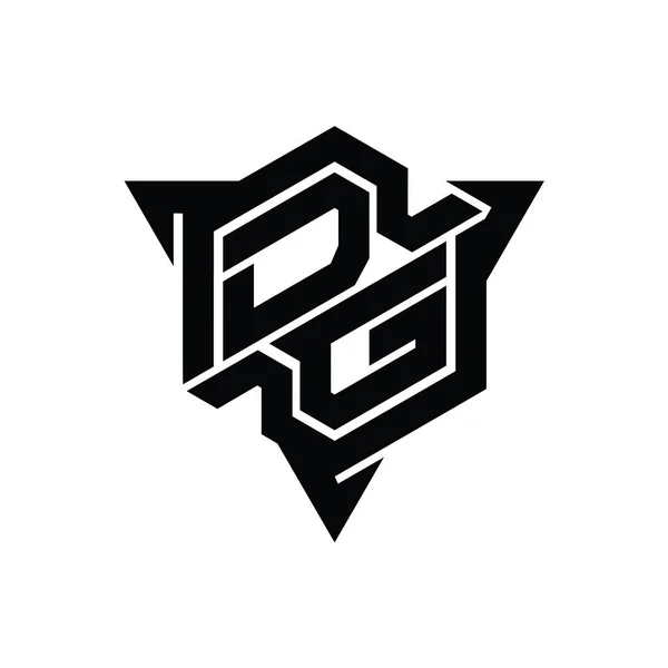 Letter Logo Monogram Hatszög Alakú Háromszög Körvonalas Játékstílus Tervezési Sablon — Stock Fotó