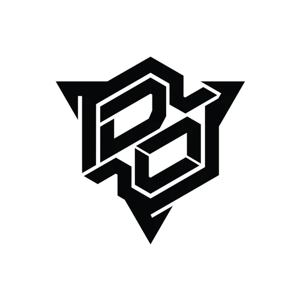 Letter Logo Monogram Hexagon Shape Triangle Outline Gaming Style Design — 图库照片