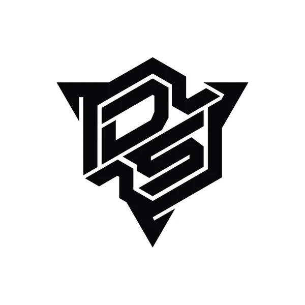 Буква Логотипа Шестиугольник Формы Треугольной Очертания Стиль Игры Шаблон — стоковое фото