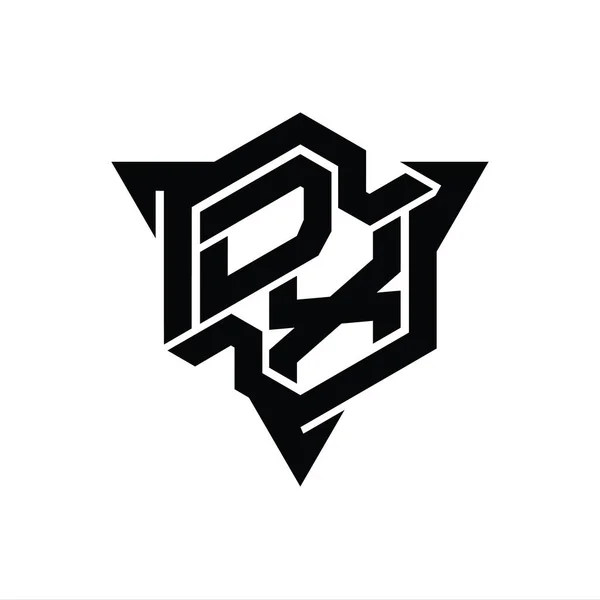 Логотип Letter Фигура Шестиугольника Треугольным Контуром Шаблон Дизайна Игрового Стиля — стоковое фото
