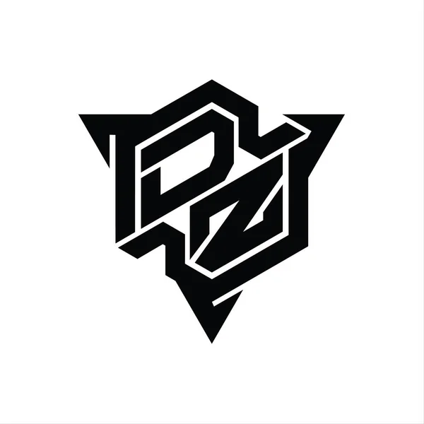 Brev Logotyp Monogram Hexagon Form Med Triangeln Skissera Spelstil Design — Stockfoto