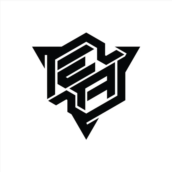 Huruf Logo Monogram Bentuk Heksagon Dengan Segitiga Garis Luar Templat — Stok Foto