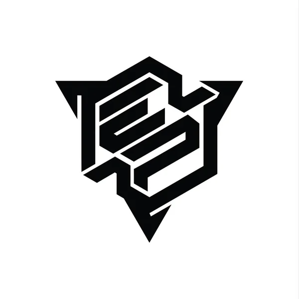 Логотип Логотипа Шестиугольник Формы Треугольным Контуром Дизайн Шаблона — стоковое фото