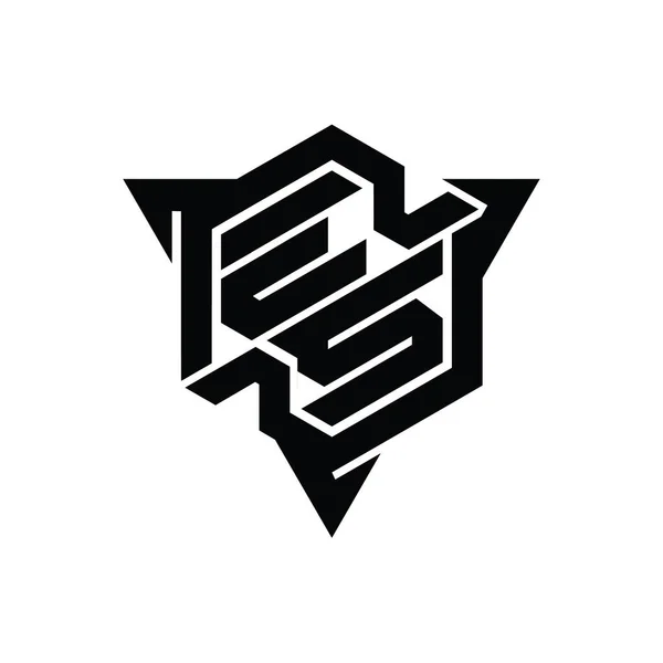 Логотип Монограмма Шестиугольник Треугольным Контуром Стиль Игры Шаблон — стоковое фото