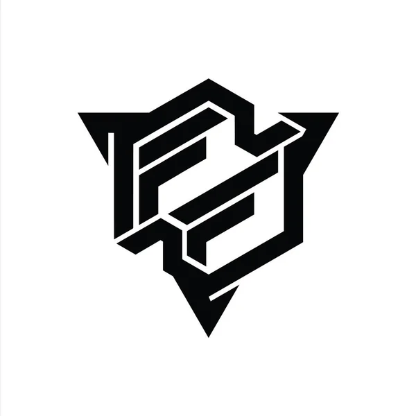 Dopis Logo Monogram Šestiúhelník Tvar Trojúhelníkem Obrys Herní Styl Design — Stock fotografie