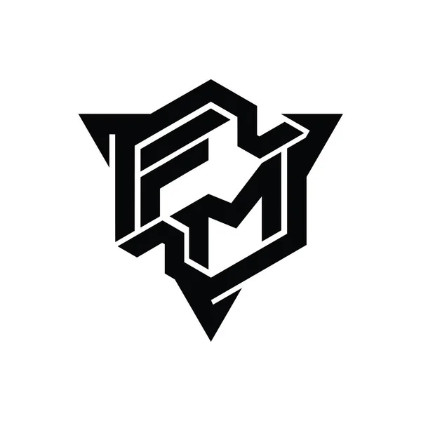 Монограмма Логотипа Шестиугольником Треугольным Контуром — стоковое фото