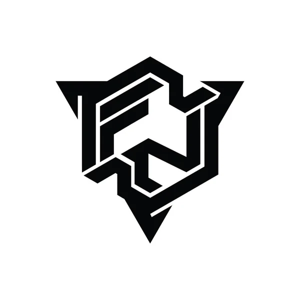 List Logo Monogram Kształt Sześciokąta Trójkątnym Konturu Styl Gry Szablon — Zdjęcie stockowe