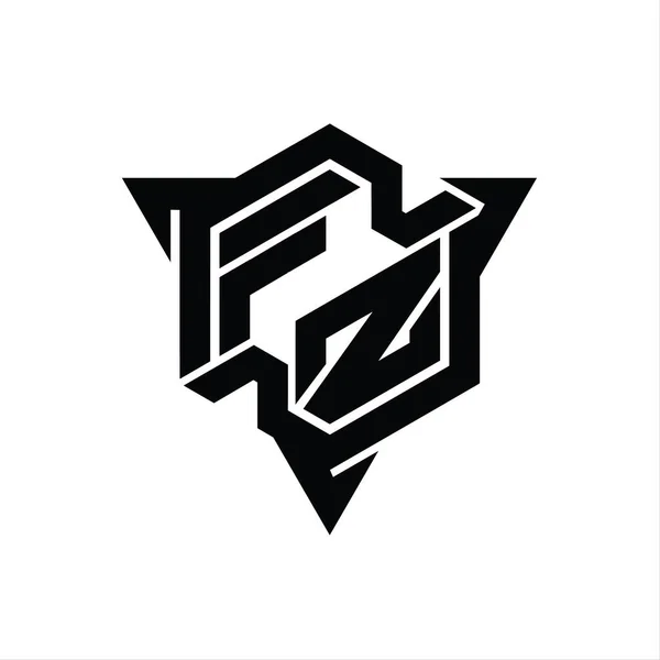 Fz文字ロゴモノグラム三角形のアウトラインゲームスタイルデザインテンプレートと六角形の形状 — ストック写真