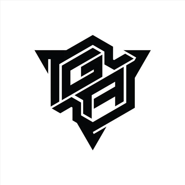 Letter Logo Monograma Hexágono Con Forma Triángulo Esquema Diseño Estilo —  Fotos de Stock