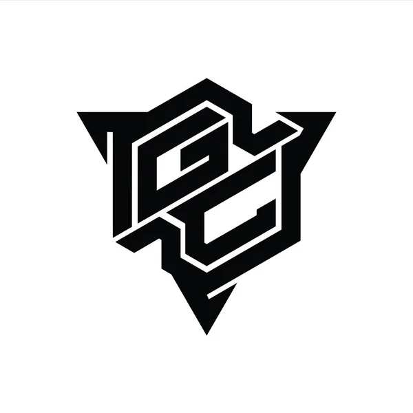 Letter Logo Monogram Bentuk Heksagon Dengan Segitiga Garis Luar Templat — Stok Foto