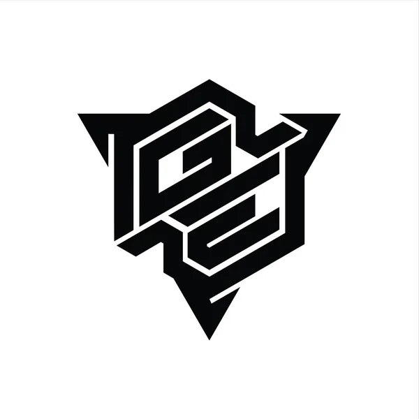 Letter Logo Monogram Bentuk Heksagon Dengan Segitiga Garis Luar Templat — Stok Foto