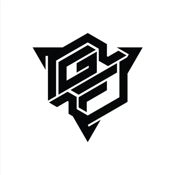 三角形のアウトラインゲームスタイルのデザインテンプレートとGf手紙ロゴモノグラム六角形の形状 — ストック写真
