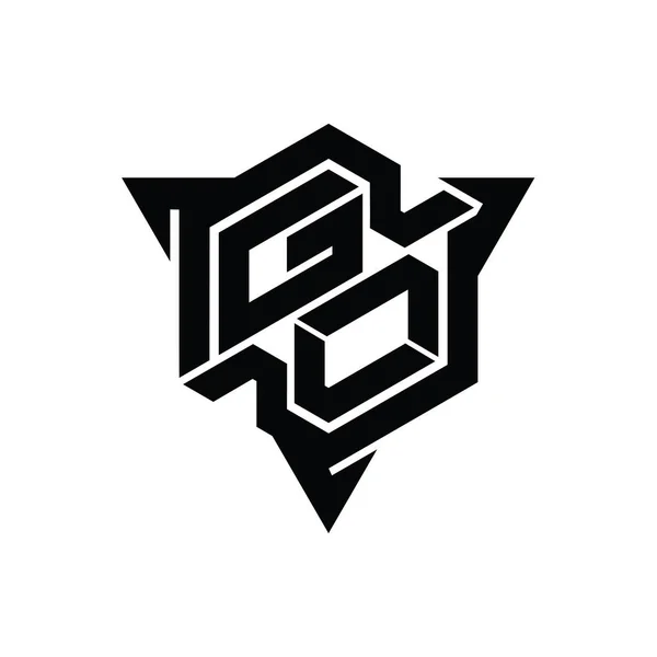 Letter Logo Μονόγραμμα Εξάγωνο Σχήμα Περίγραμμα Τρίγωνο Πρότυπο Σχεδιασμού Στυλ — Φωτογραφία Αρχείου