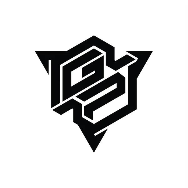 Логотип Буквы Шестиугольник Формы Треугольником Очертания Стиль Игры Шаблон — стоковое фото