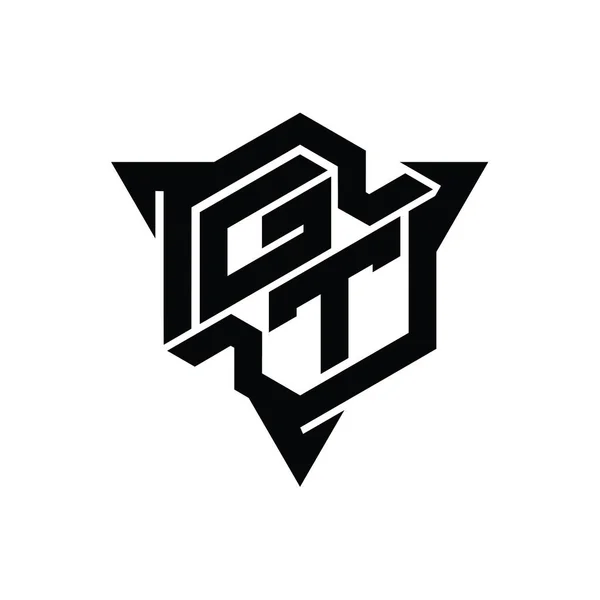Gt字母标志六边形六边形三角形轮廓游戏风格设计模板 — 图库照片