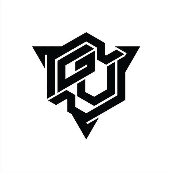 Gv文字ロゴモノグラム三角形のアウトラインゲームスタイルデザインテンプレートと六角形の形状 — ストック写真