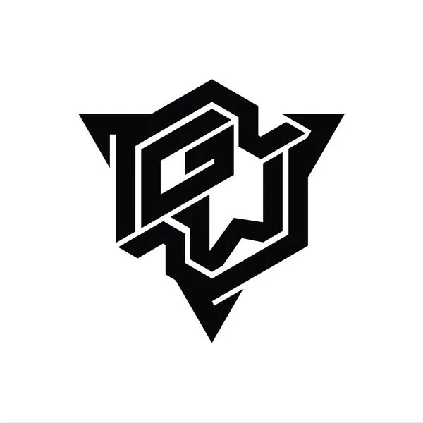 Gwの手紙ロゴのモノグラム三角形アウトラインゲームスタイルのデザインテンプレートと六角形の形状 — ストック写真