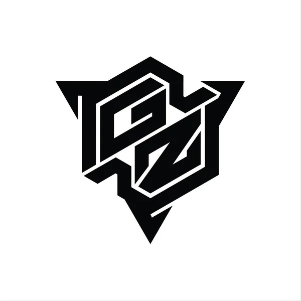 三角形のアウトラインゲームスタイルのデザインテンプレートとGz手紙ロゴのモノグラム六角形の形状 — ストック写真