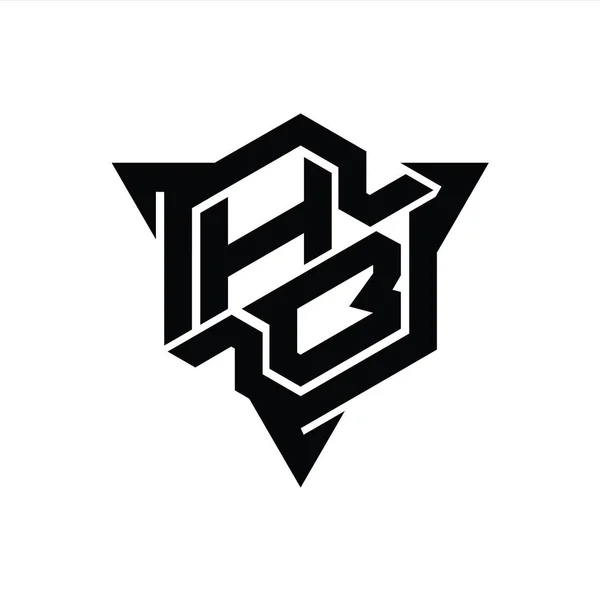 三角形アウトラインゲームスタイルのデザインテンプレートとHb文字のロゴのモノグラム六角形の形状 — ストック写真