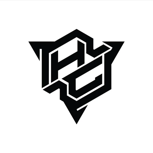 List Logo Monogram Kształt Sześciokąta Trójkątnym Zarysem Stylu Gry Szablon — Zdjęcie stockowe