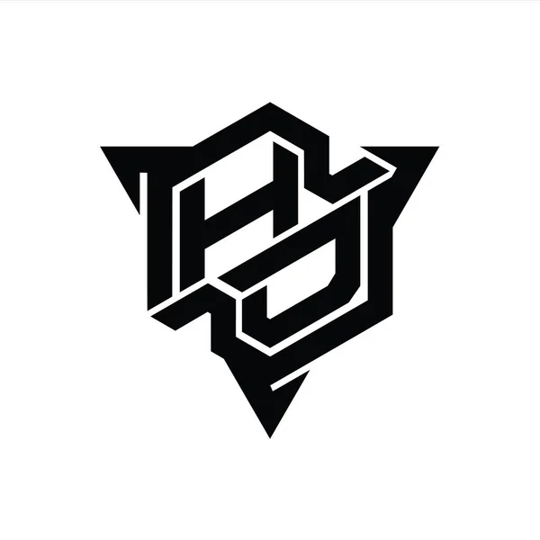 Carta Logo Monograma Hexágono Forma Con Esquema Triángulo Estilo Juego —  Fotos de Stock