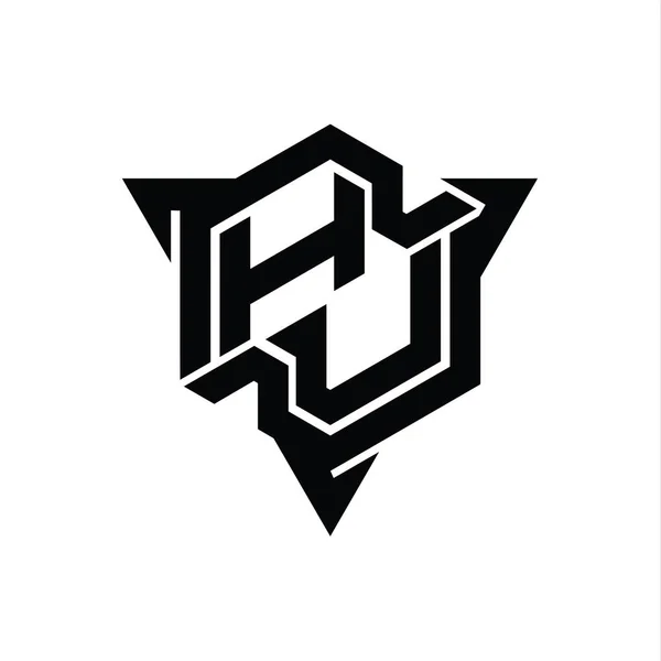 Buchstabe Logo Monogramm Sechseck Form Mit Dreieck Umriss Gaming Stil — Stockfoto