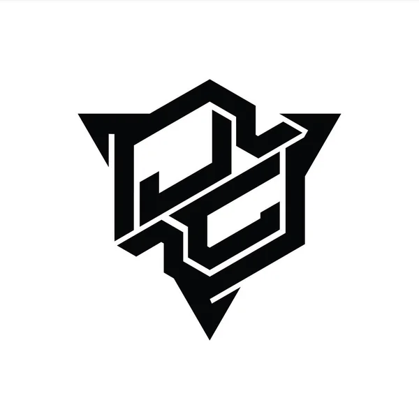 Letter Logo Monograma Hexágono Forma Con Triángulo Contorno Estilo Juego — Foto de Stock