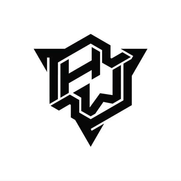 Üçgen Ana Hatlı Oyun Biçimi Tasarım Şablonu Ile Harfi Logo — Stok fotoğraf