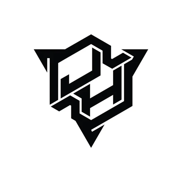 Letter Логотип Шестиугольник Формы Треугольником Очертания Дизайн Стиль Игры — стоковое фото