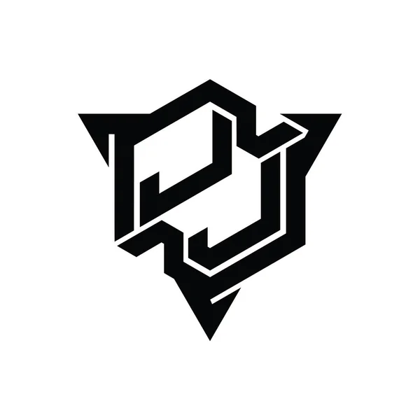 Bentuk Letter Logo Monogram Hexagon Dengan Templat Desain Gaya Permainan — Stok Foto