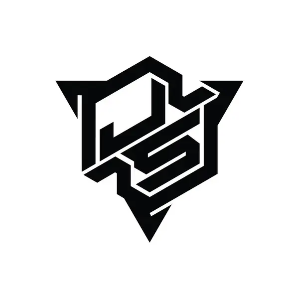 Letter Logo Monograma Hexágono Con Forma Triángulo Esquema Estilo Juego —  Fotos de Stock
