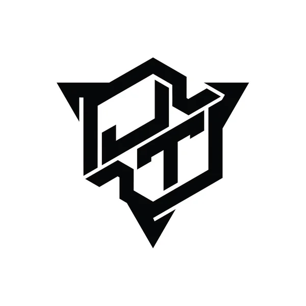 Letter Logo Monograma Hexágono Forma Con Triángulo Contorno Estilo Juego —  Fotos de Stock