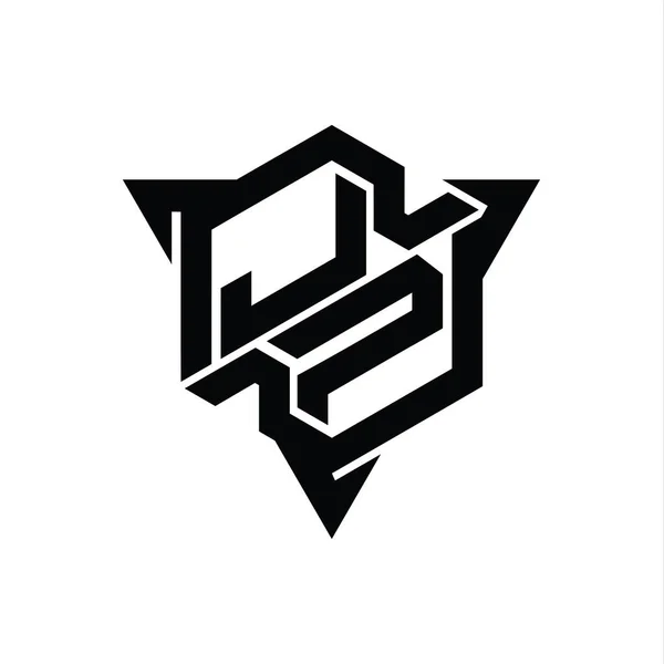 Letter Logo Monograma Hexágono Con Forma Triángulo Esquema Estilo Juego — Foto de Stock