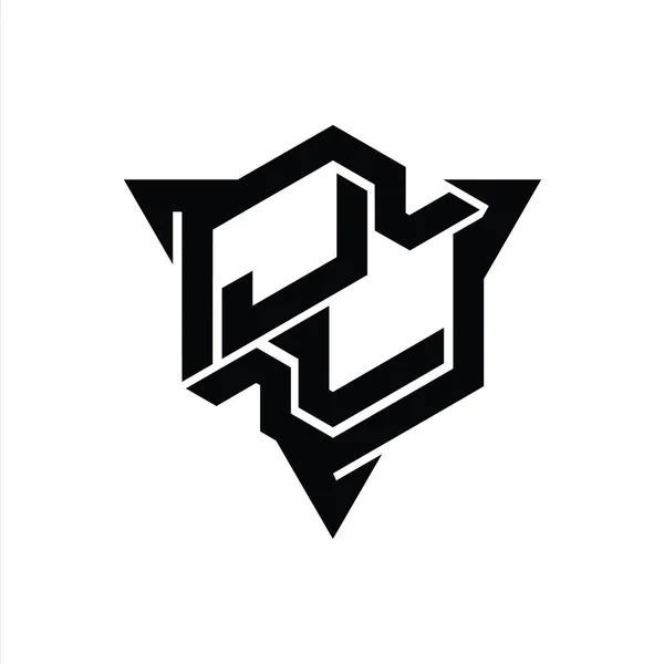 Lettre Logo Forme Hexagonale Monogramme Avec Triangle Contour Modèle Conception — Photo